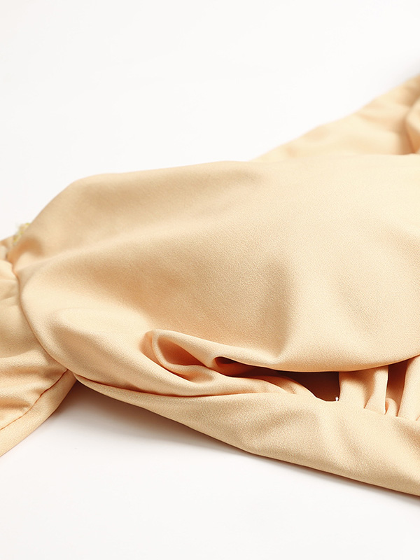 Solid Color Short Sleeves Off-The-Shoulder Bikini Swimsuit