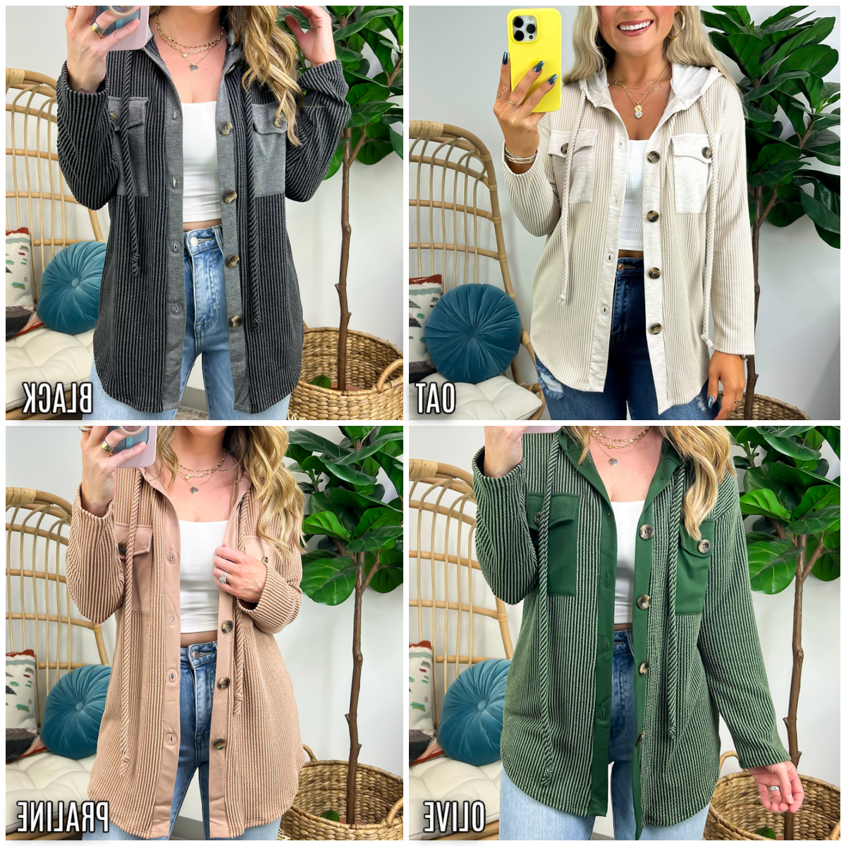 Saturday Satisfaction Ribbed Hooded Shacket