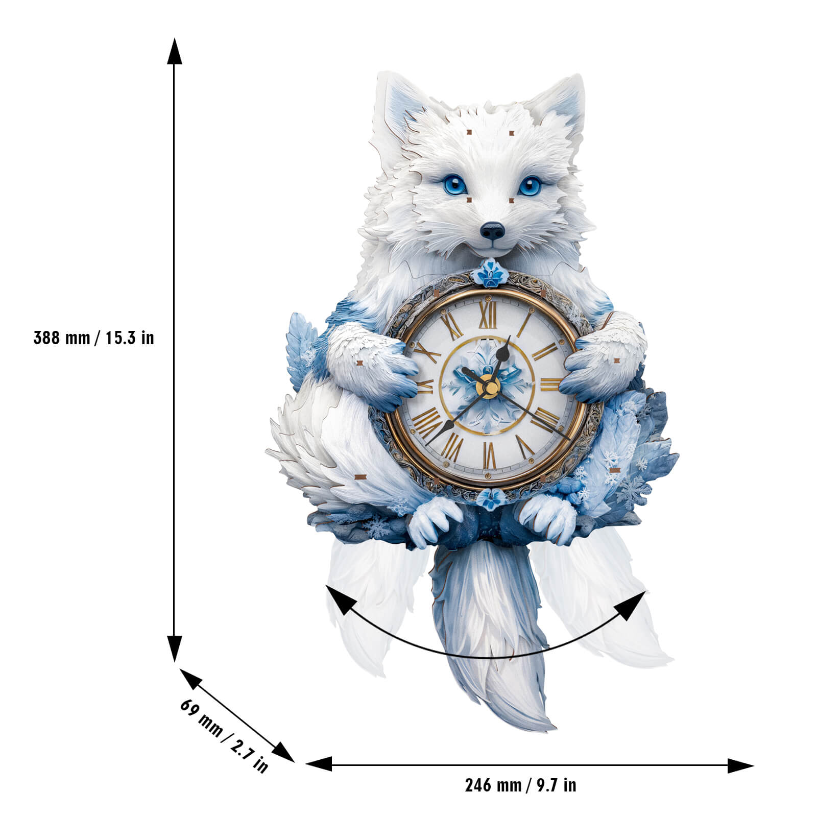 Arctic Fox– DIY Wooden Clock, 3D Puzzle Craft Kit