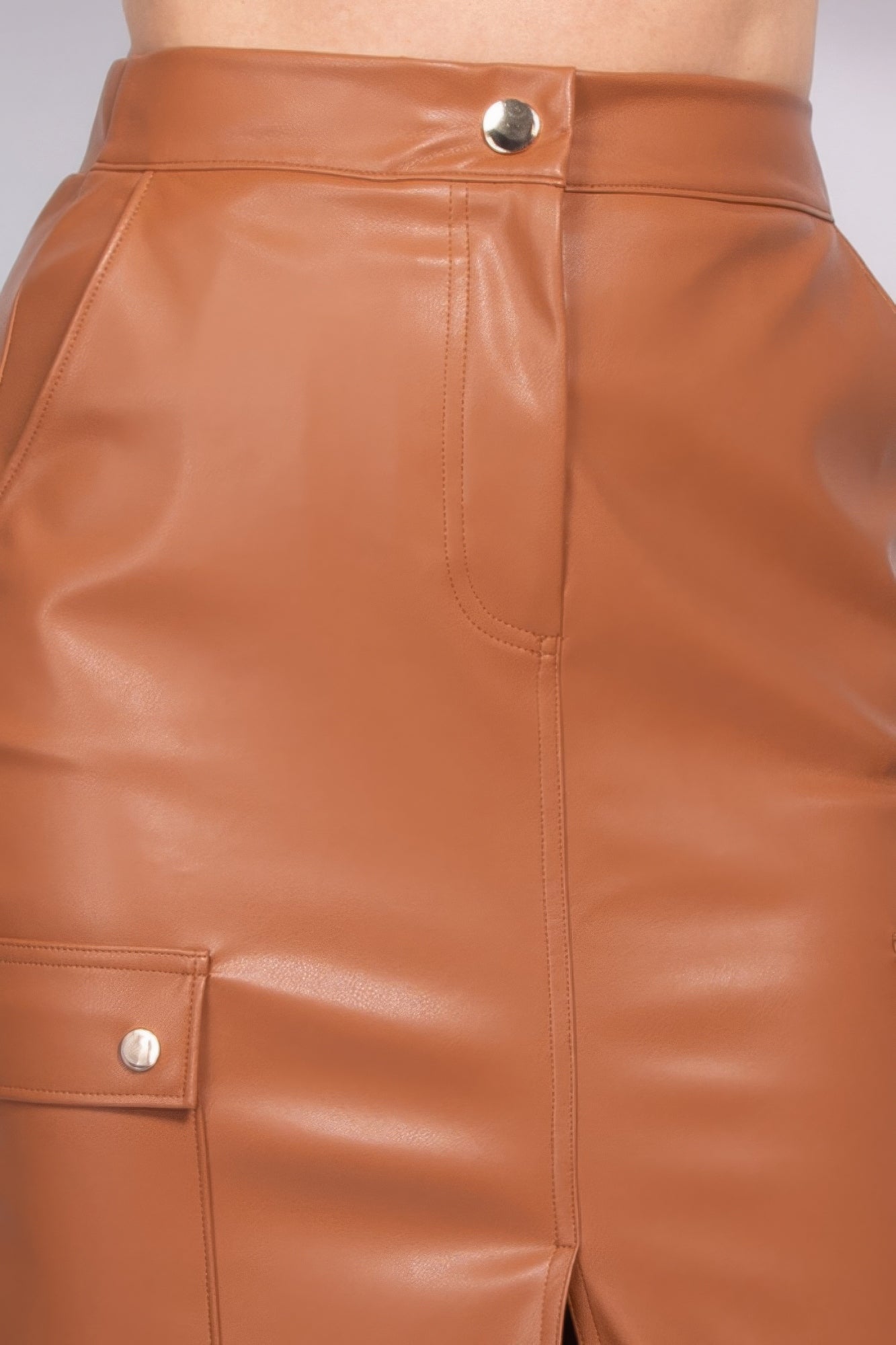 Marisol's Faux Leather High-rise Cargo Skirt