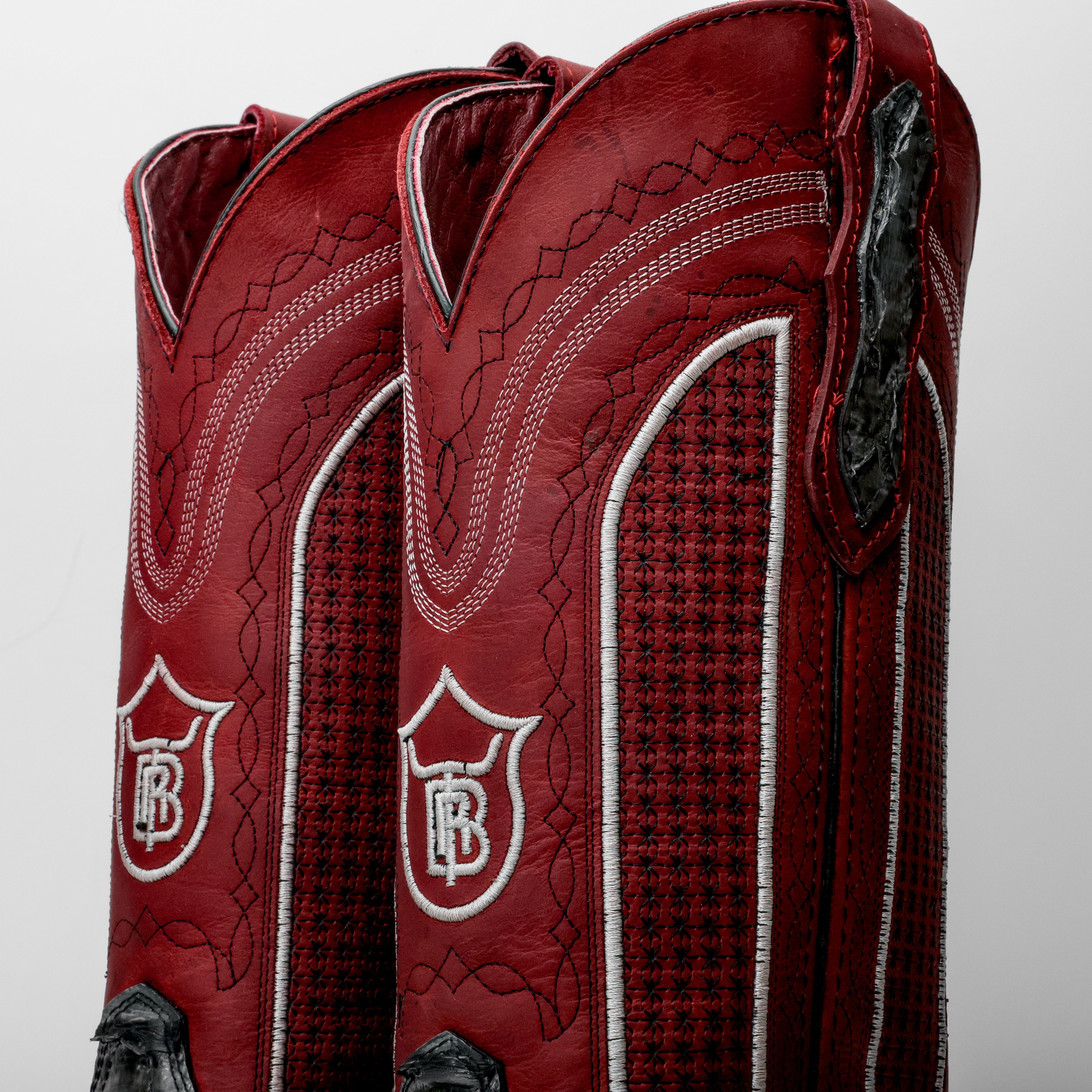 Grey Jumbo Python Leather Boots - Square Toe