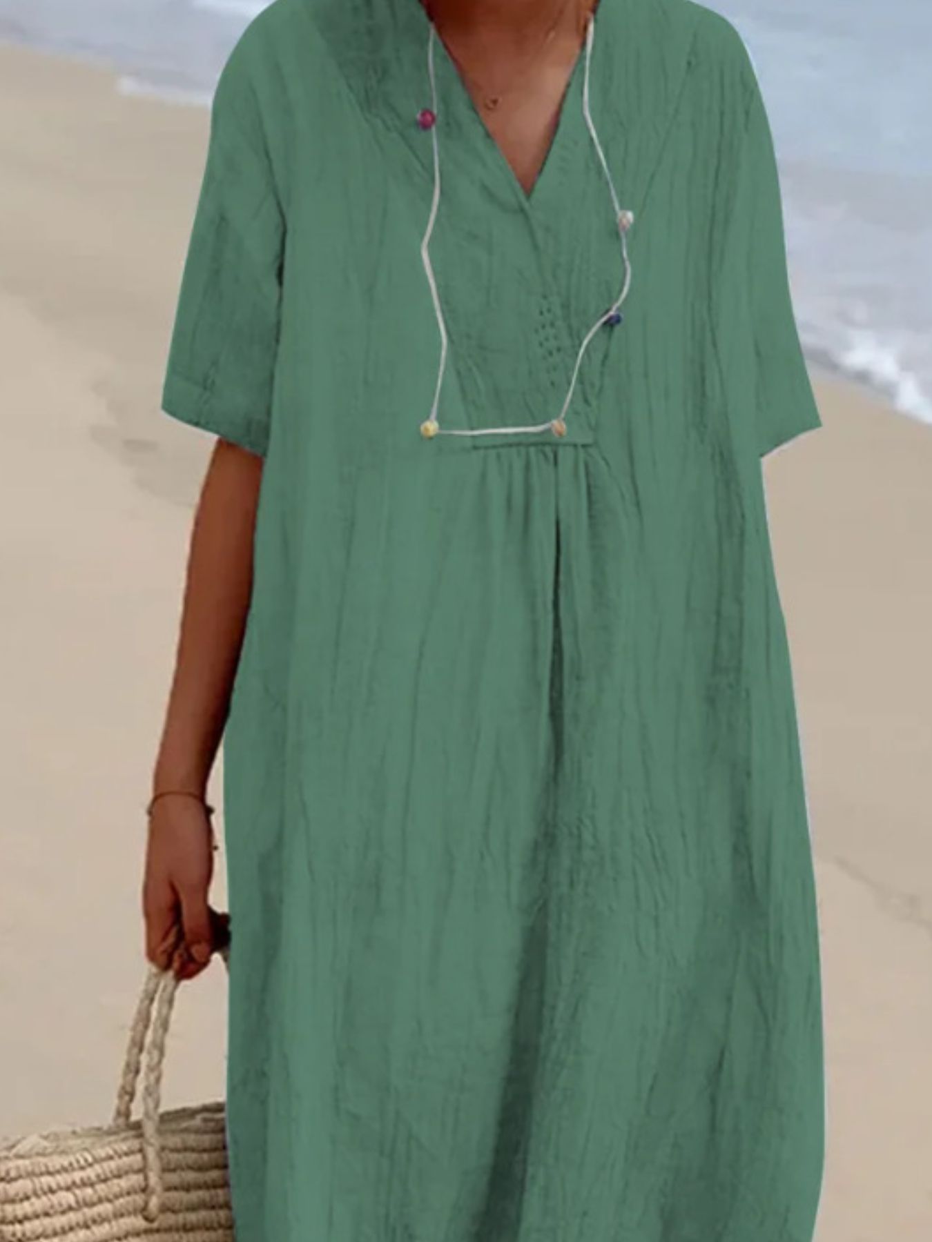 Casual Loose Short Sleeve Midi Dress