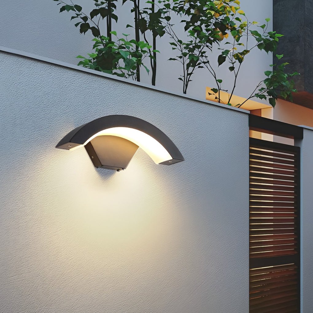 Creative Moon Curved Wall Sconce Motion Sensor Waterproof LED Wall Lamp Outdoor Indoor