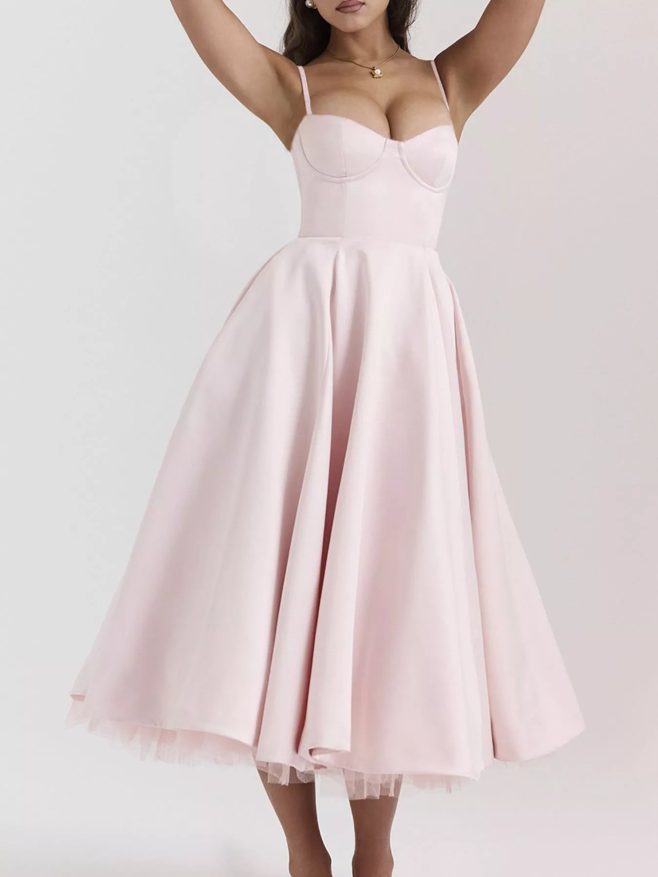 Sweetheart Neck A-Line Midi Dress