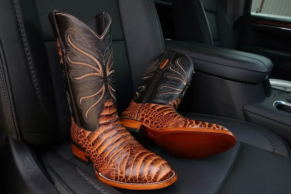 Cognac American Gator Belly-Round Toe