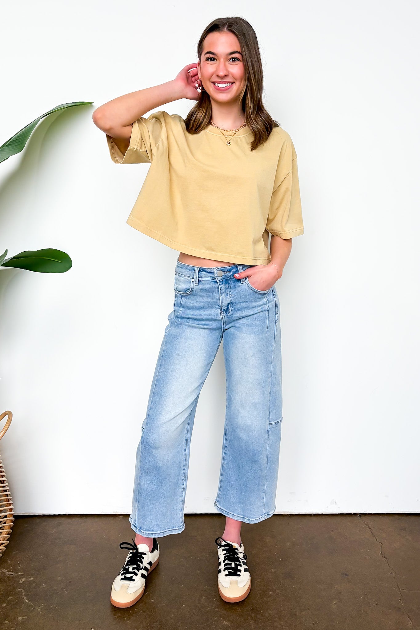 Crop Wide Leg Seam Detail Pants