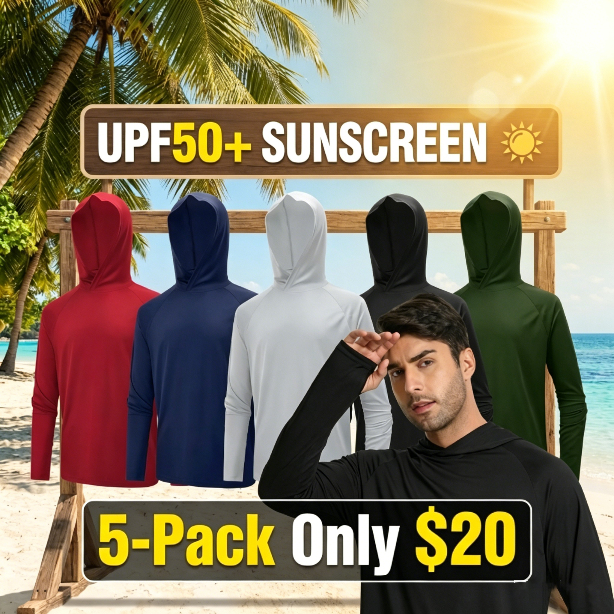 Men's Lightweight UPF50+ Sun Protection Performance Hoodie