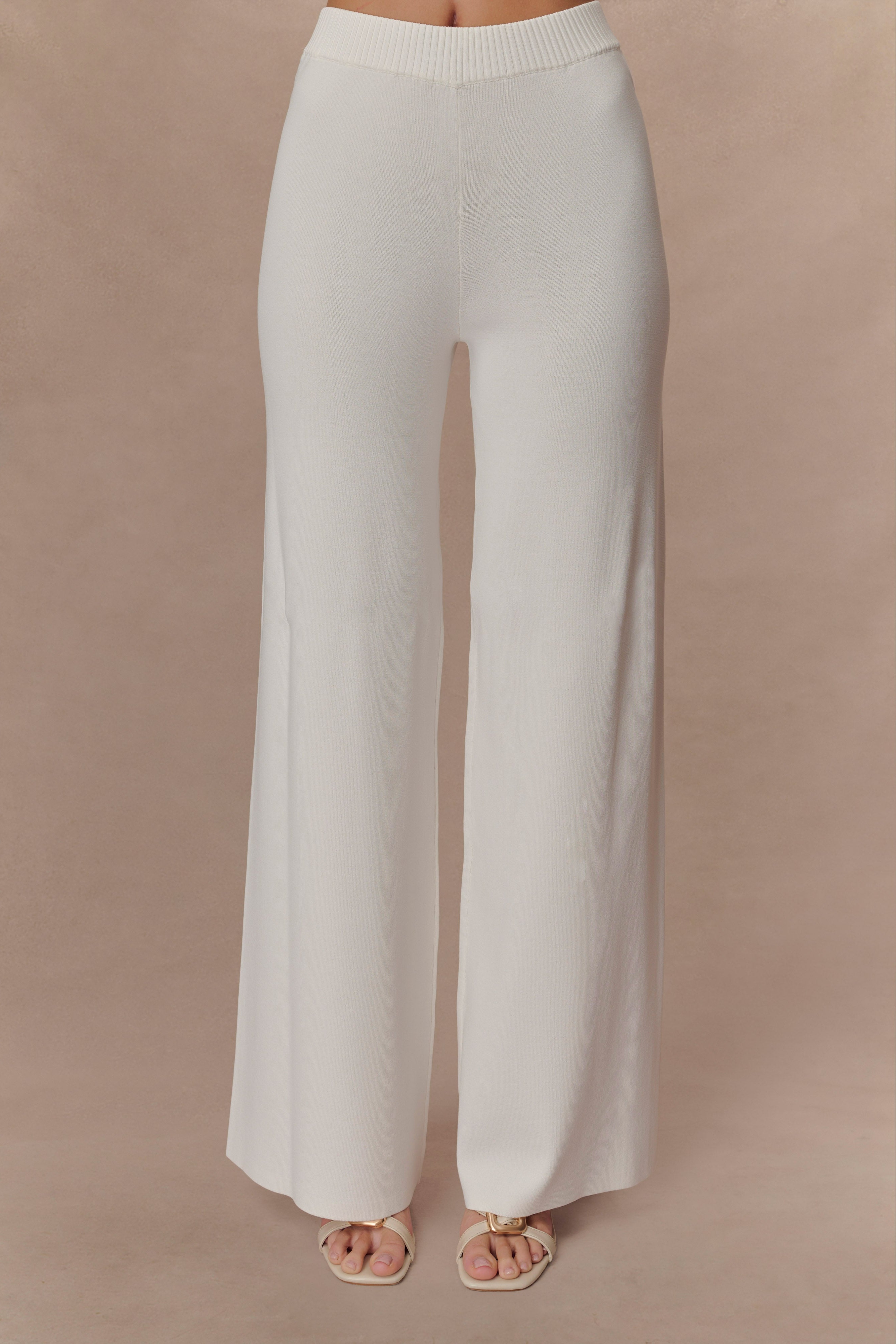 White Wide Leg Knit Pant