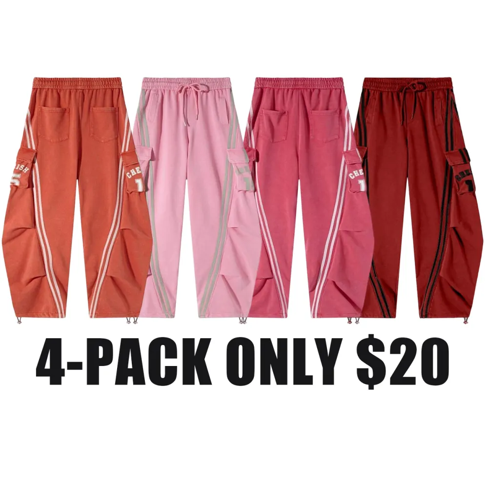 Women’s Loose Wide-Leg Cargo Pants with Elastic Waist & Drawstring