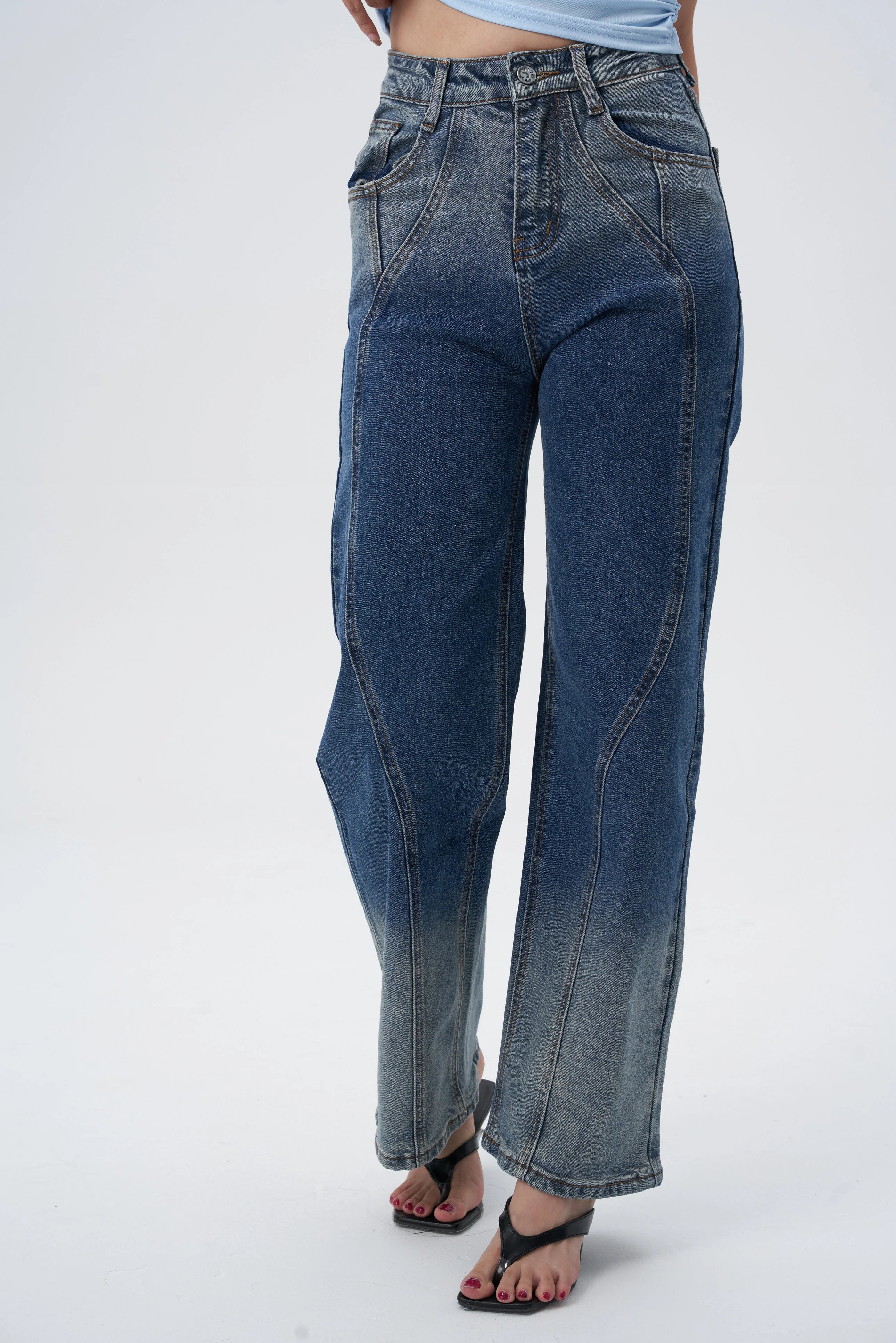 Shadow Indigo Ombre Straight Jeans