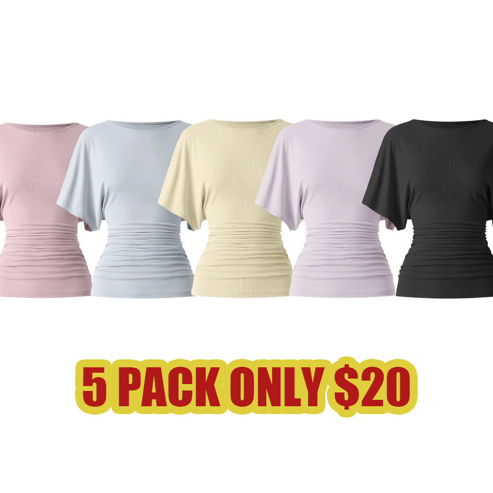 ✨Effortless Ruched Side Batwing Sleeve Top