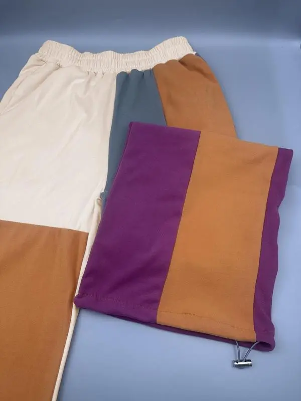 2-piece Set Women's Colorblock Zip Up Jacket & Wide Leg Pants