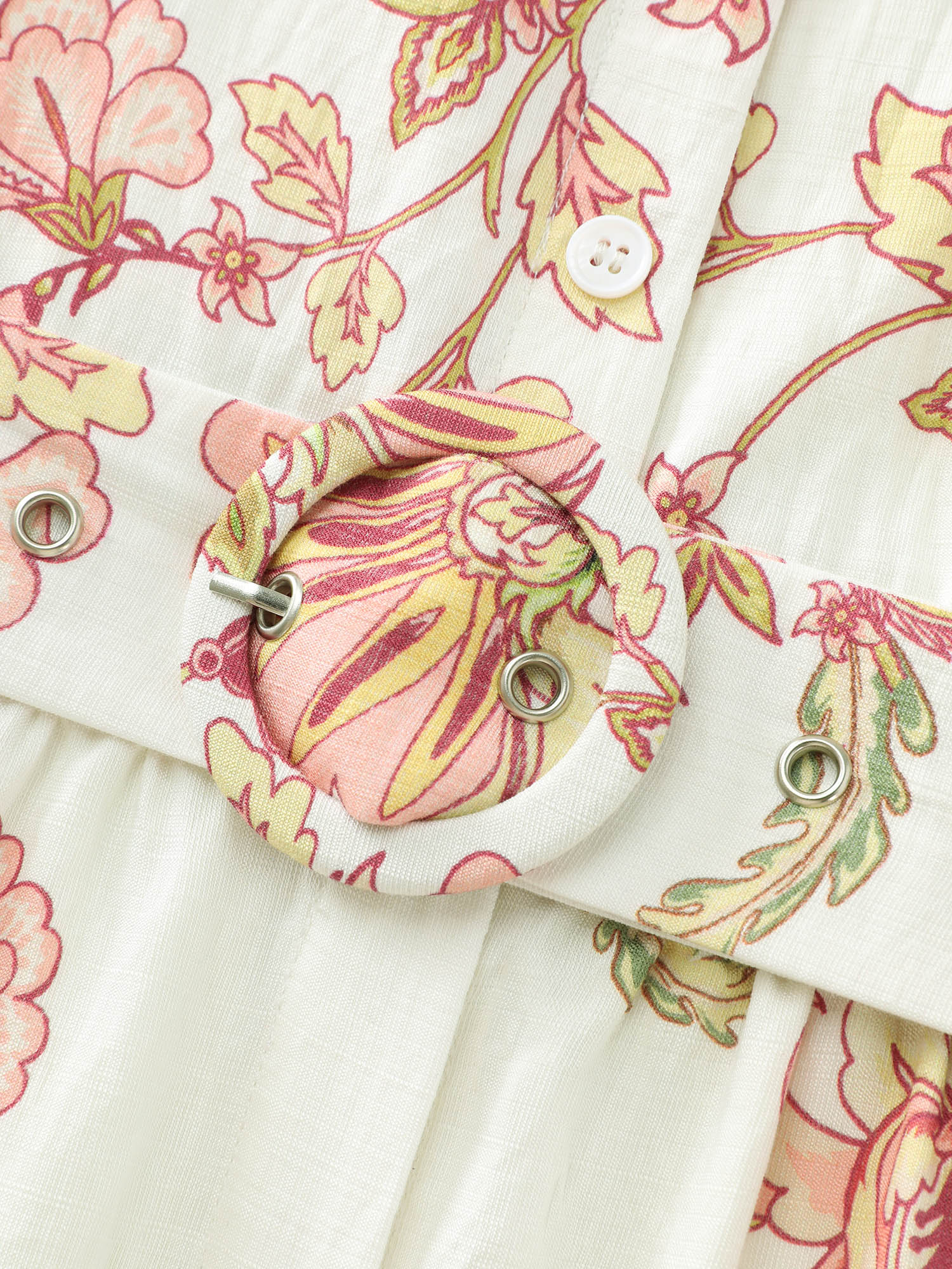 Soft Floral Print Collar Slit Midi Dress