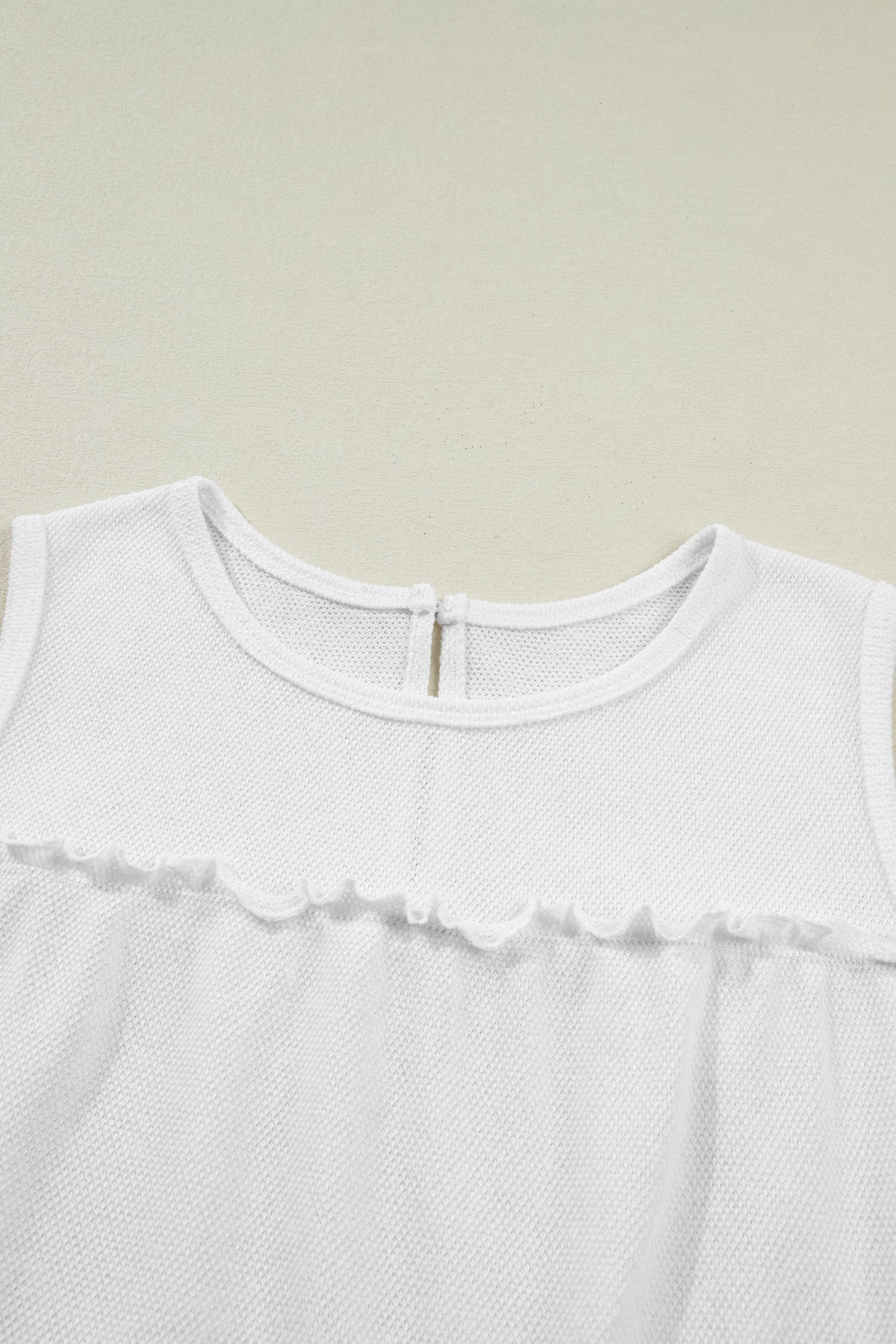 White Tiered Frill Trim A-line Tank Top