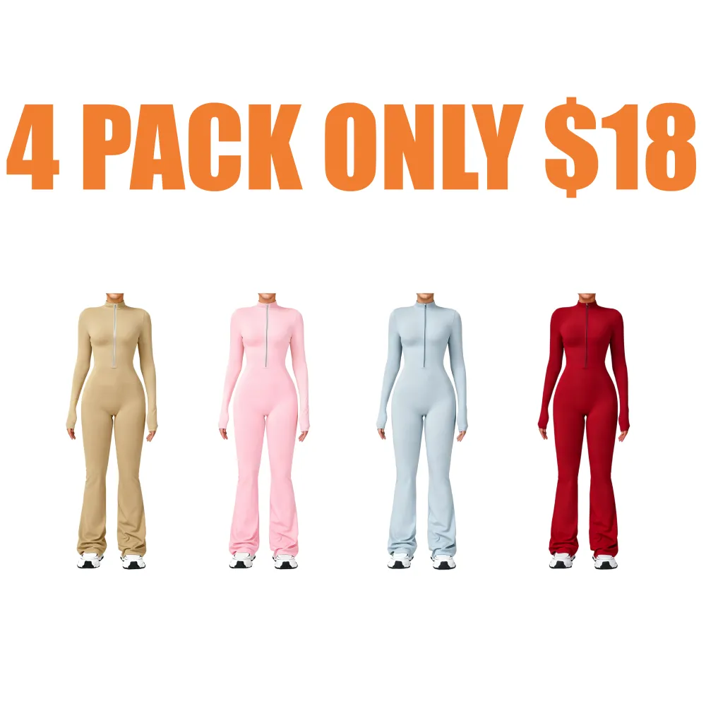 Women's Long Sleeve Flared Sports Jumpsuit