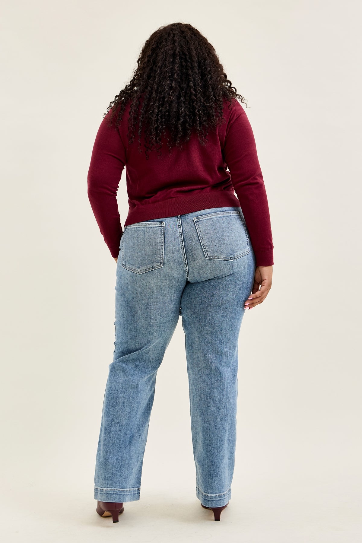 Penny Light Grey Blue Trouser Wide Leg - PLUS