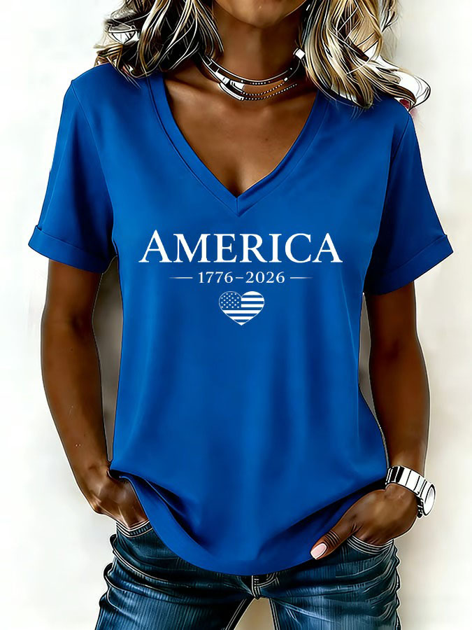 Women's Casual Retro American Anniversary T-Shirt