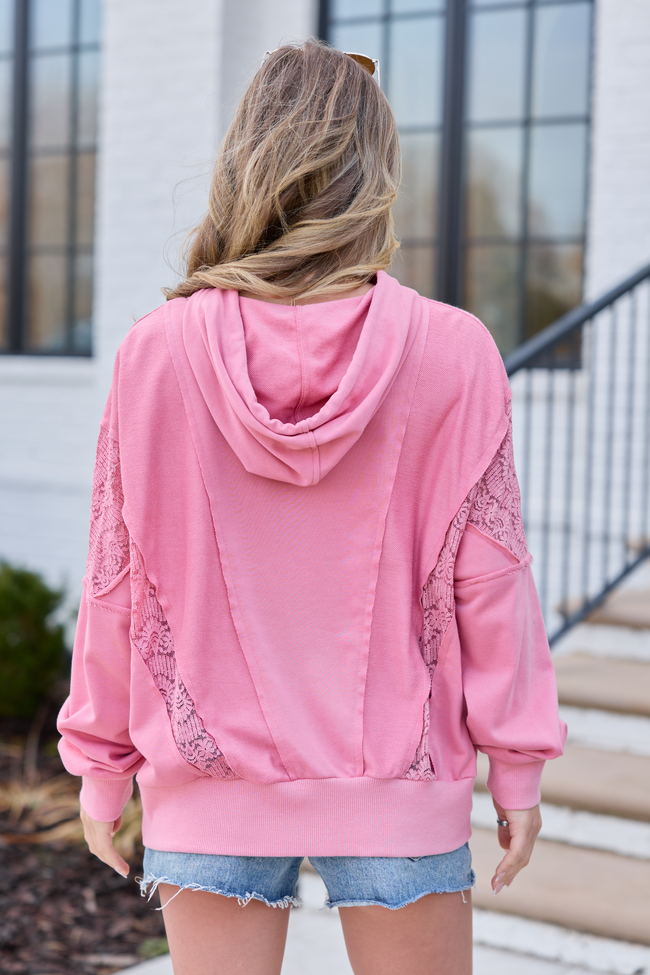 Emerson Mauve Lace Patchwork Hoodie