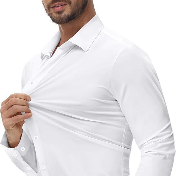 🔥10-Pack (one of each color)🔥Men’s Stretch Slim-Fit Long Sleeve Dress Shirt
