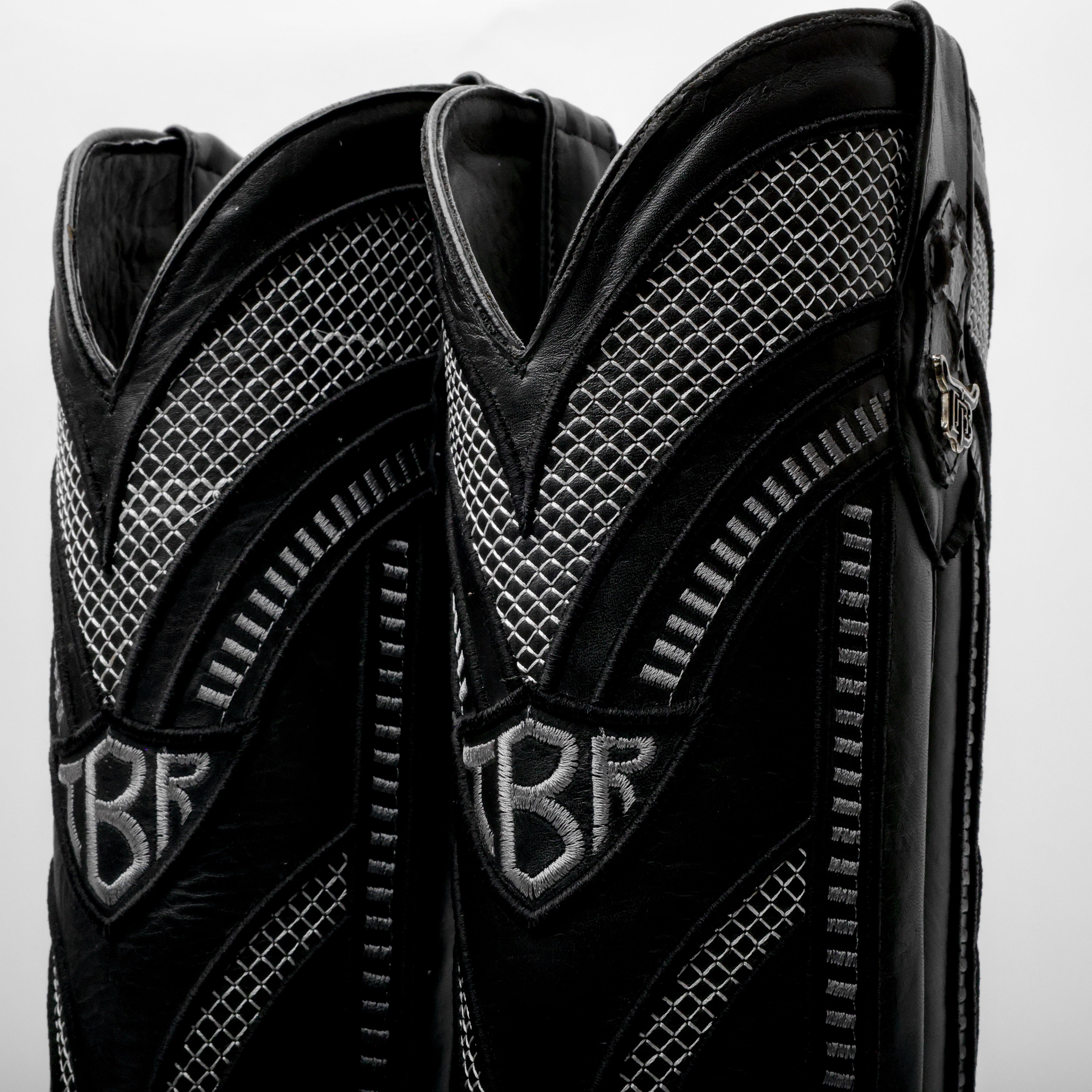 Grey Jumbo Python Leather Boots - Square Toe