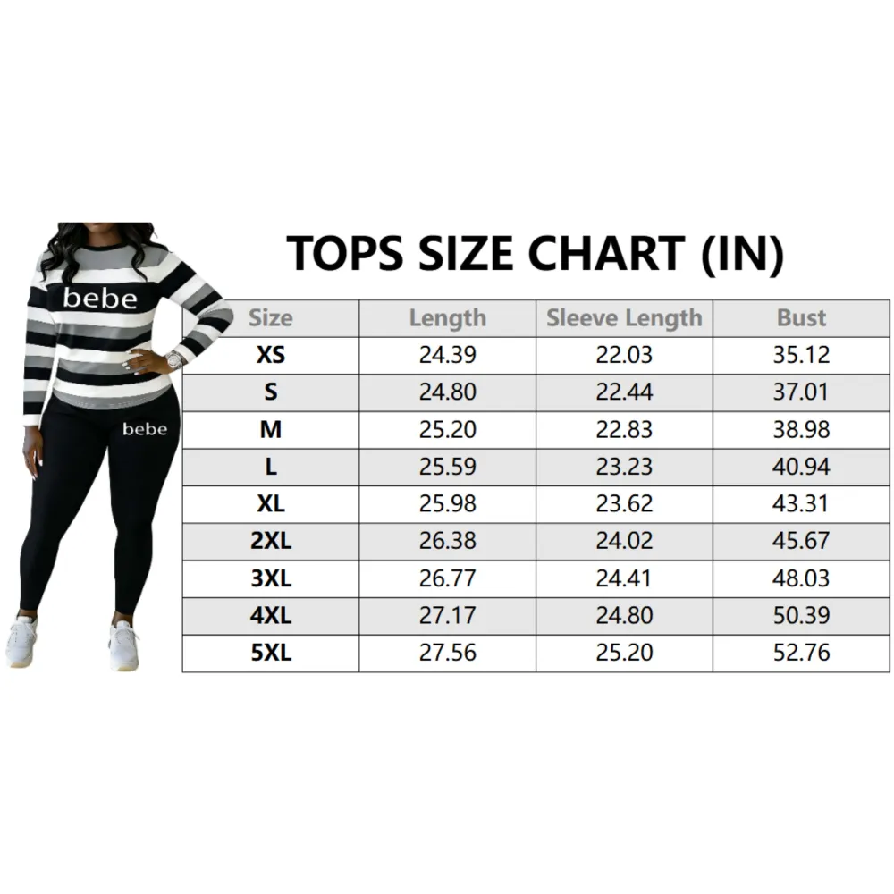 Women's Striped Bebe Letter Print Sets