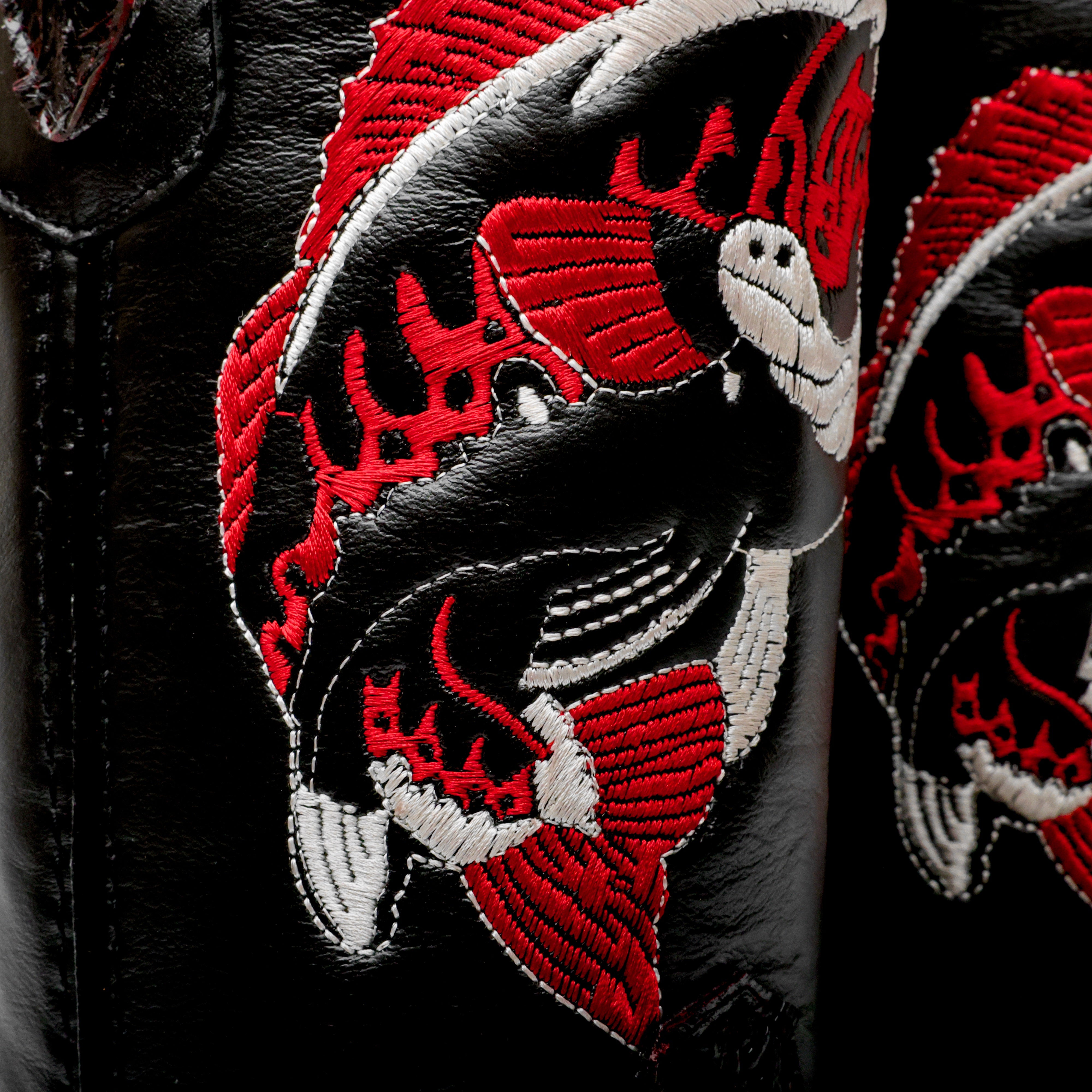 Black Cherry Pirarucu Leather Boots - Square Toe