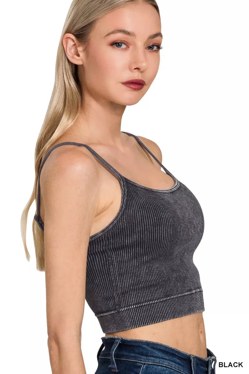 Zenana Stone Washed Ribbed Seamless Tank Top