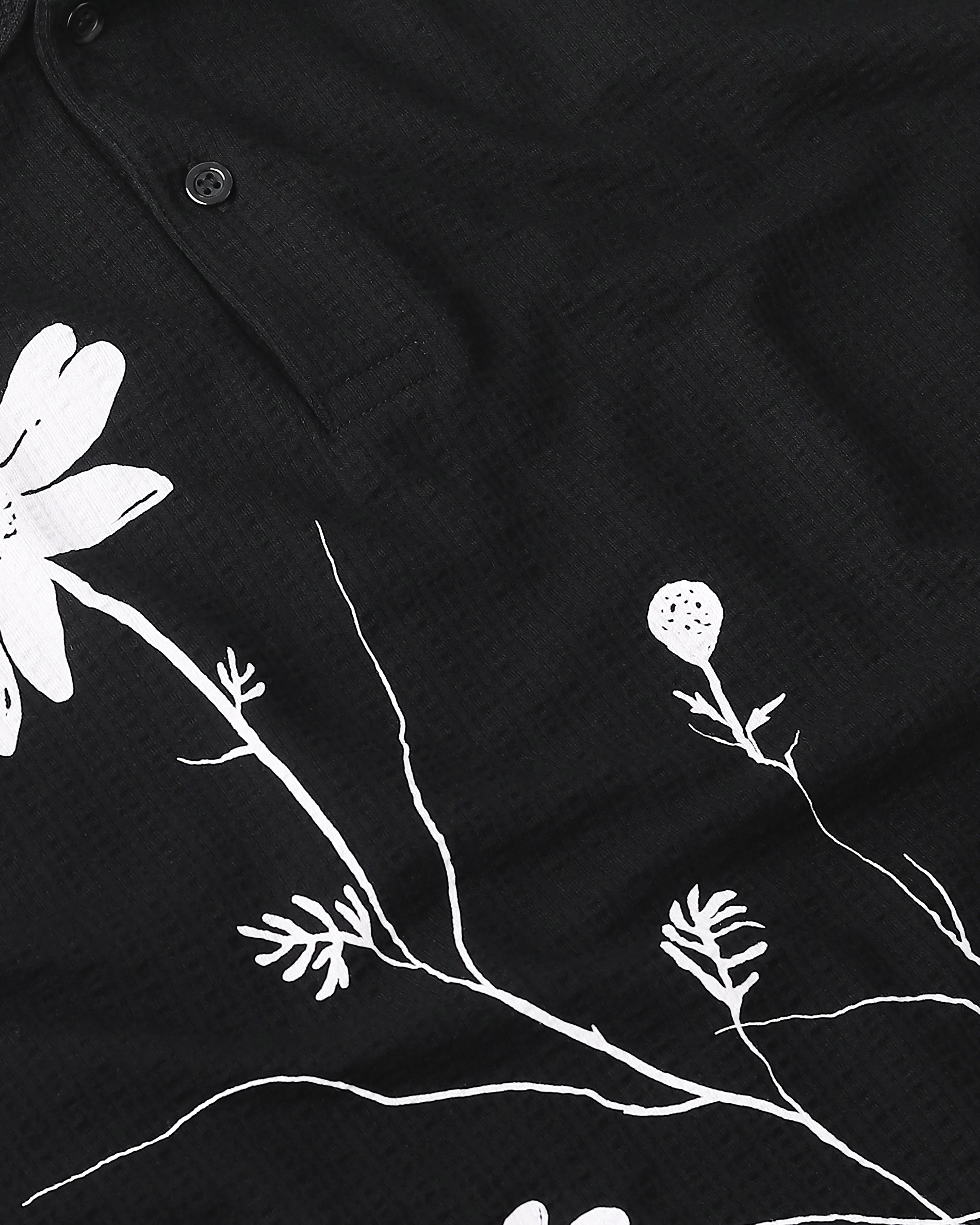 Minimalist Vintage Black Daisy Personality Polo Shirt