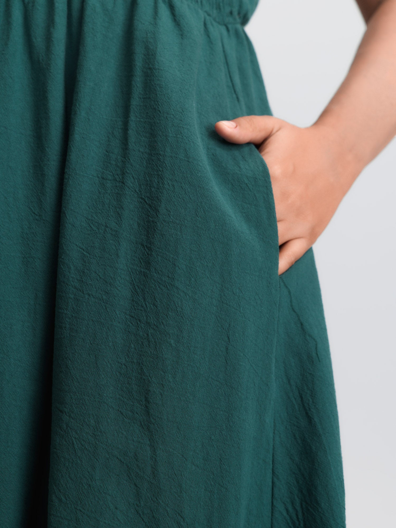 Pure Cotton Shirred Bodice Midi Dress