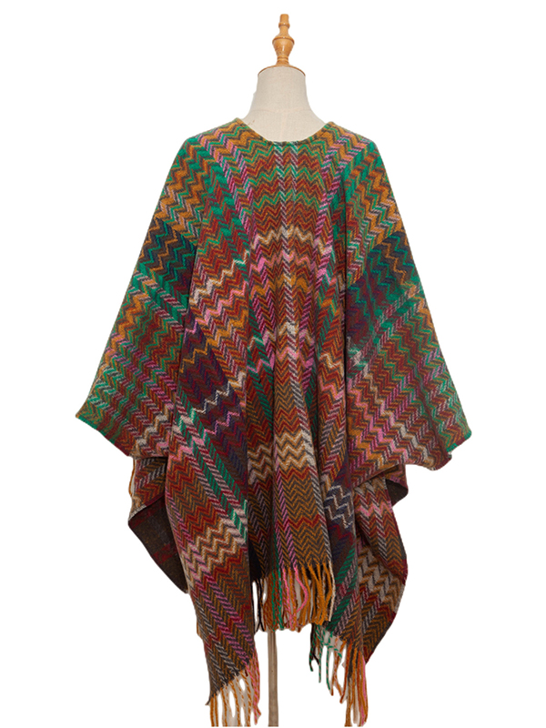 Keep Warm Split-Side Tasseled High-Low Long Sleeves Shawl&Scarf
