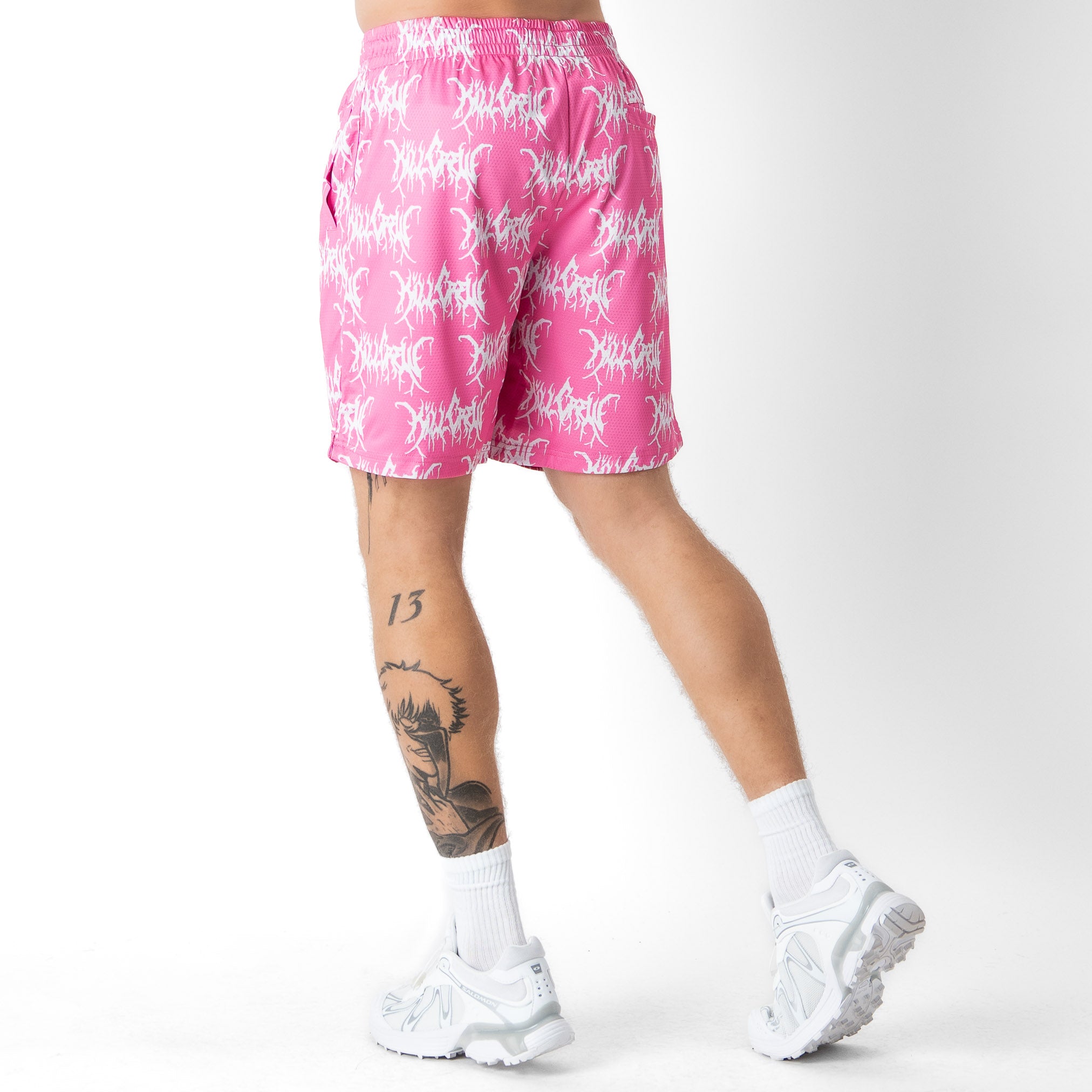RELAXED CUT SHORTS ALL OVER - PINK / WHITE