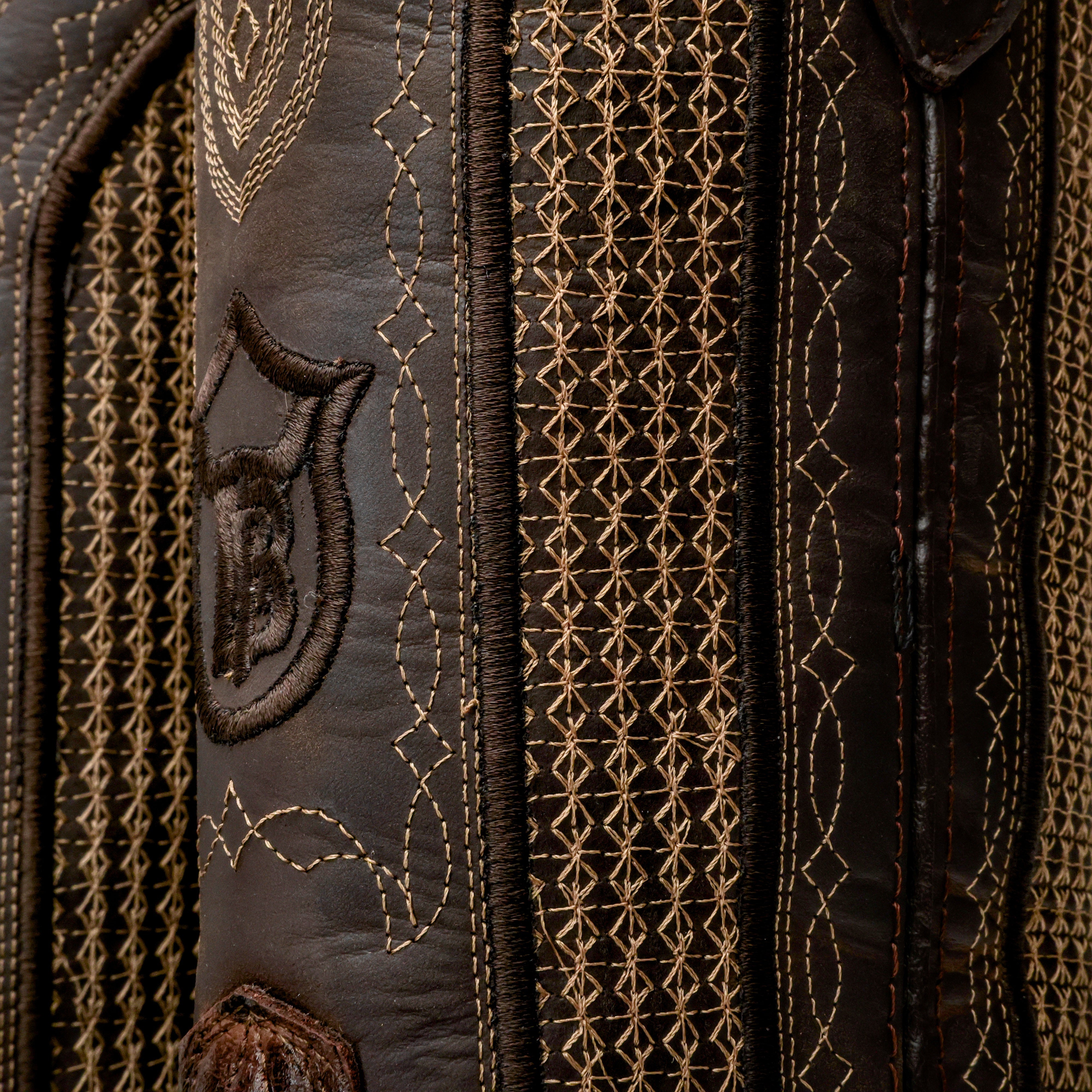 Brown Caiman Belly Leather Boots - Square Toe