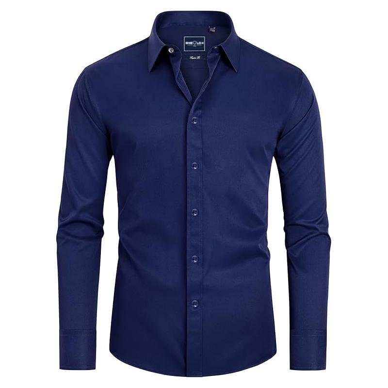 Men's Slim Fit Stain-Resistant Dress Shirts – Long Sleeve Button