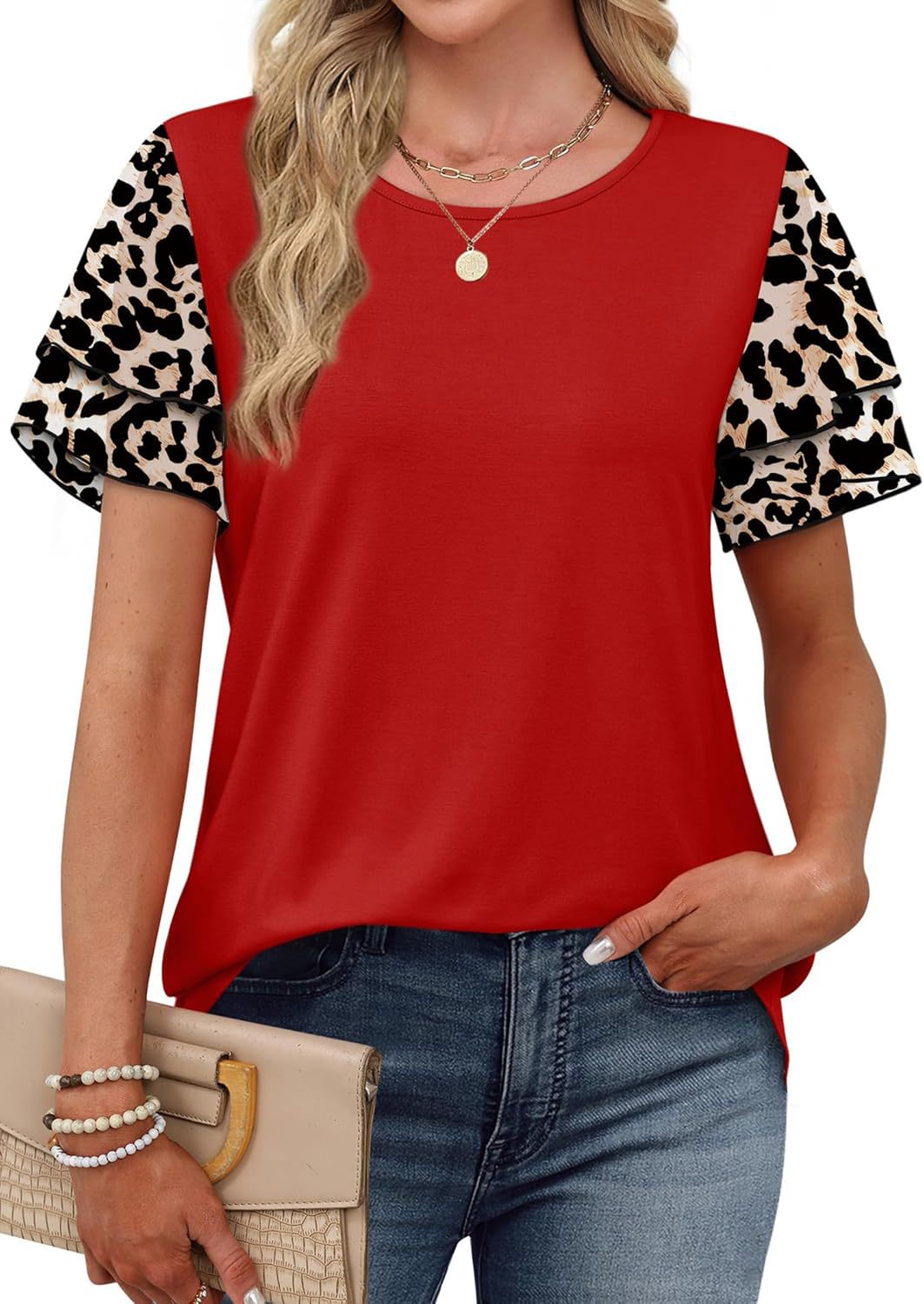 Layered Short Sleeve Round Neck T-Shirt