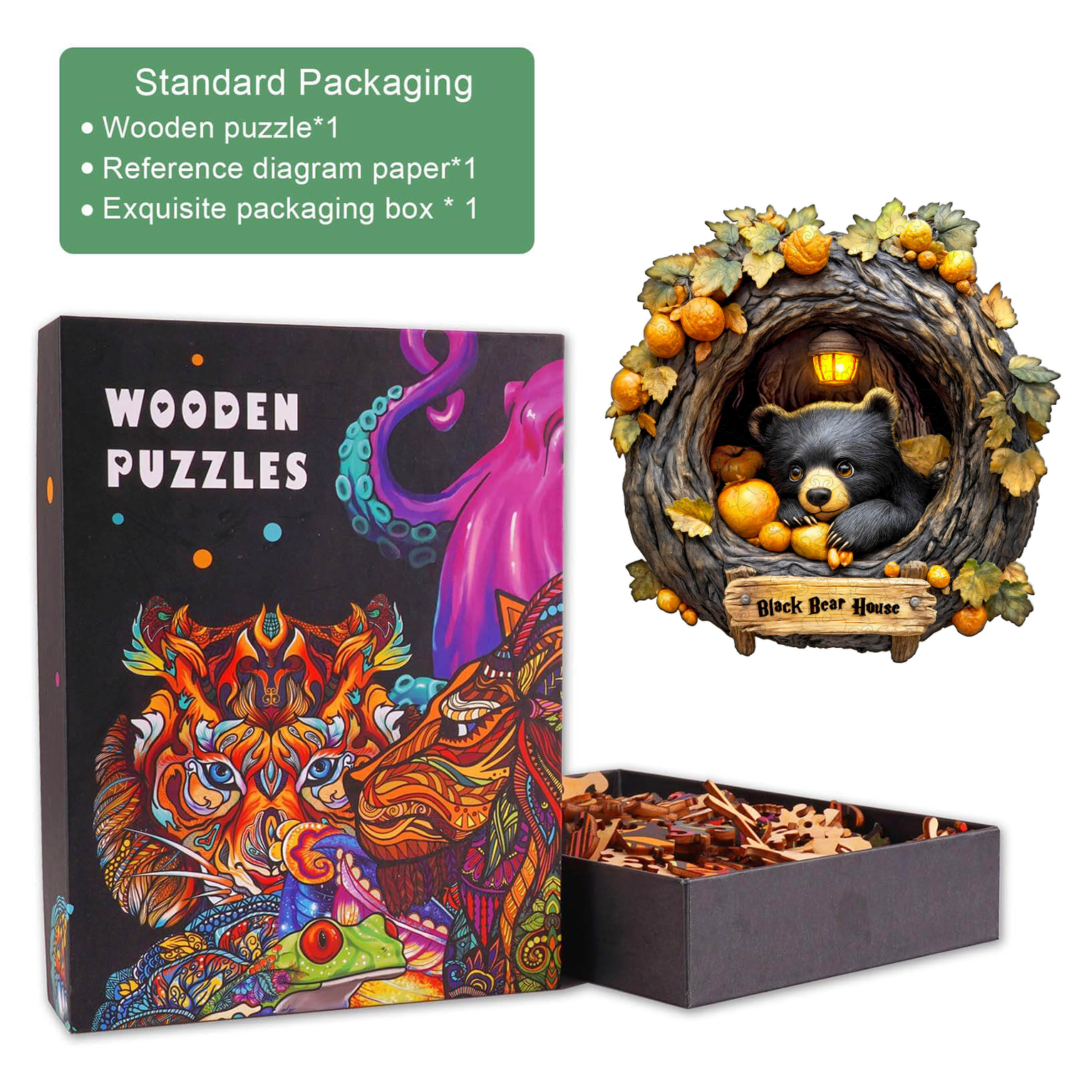 Orange Bear Wooden Jigsaw Puzzle