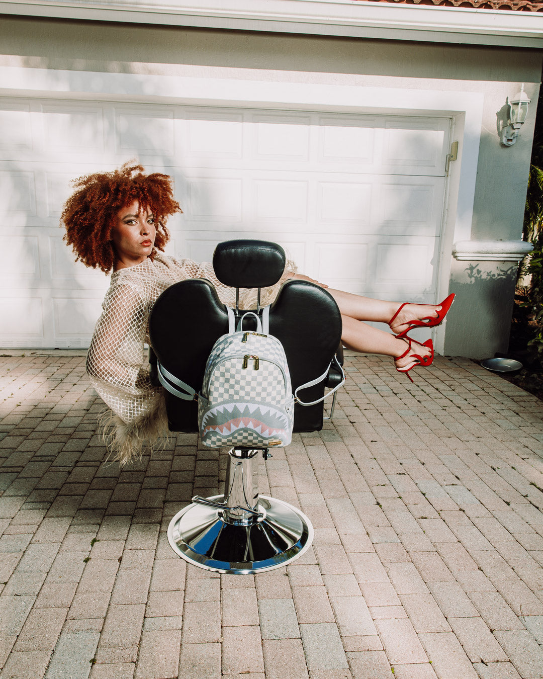 KNIT SHARKS IN PARIS IN CREAM SAVAGE BACKPACK