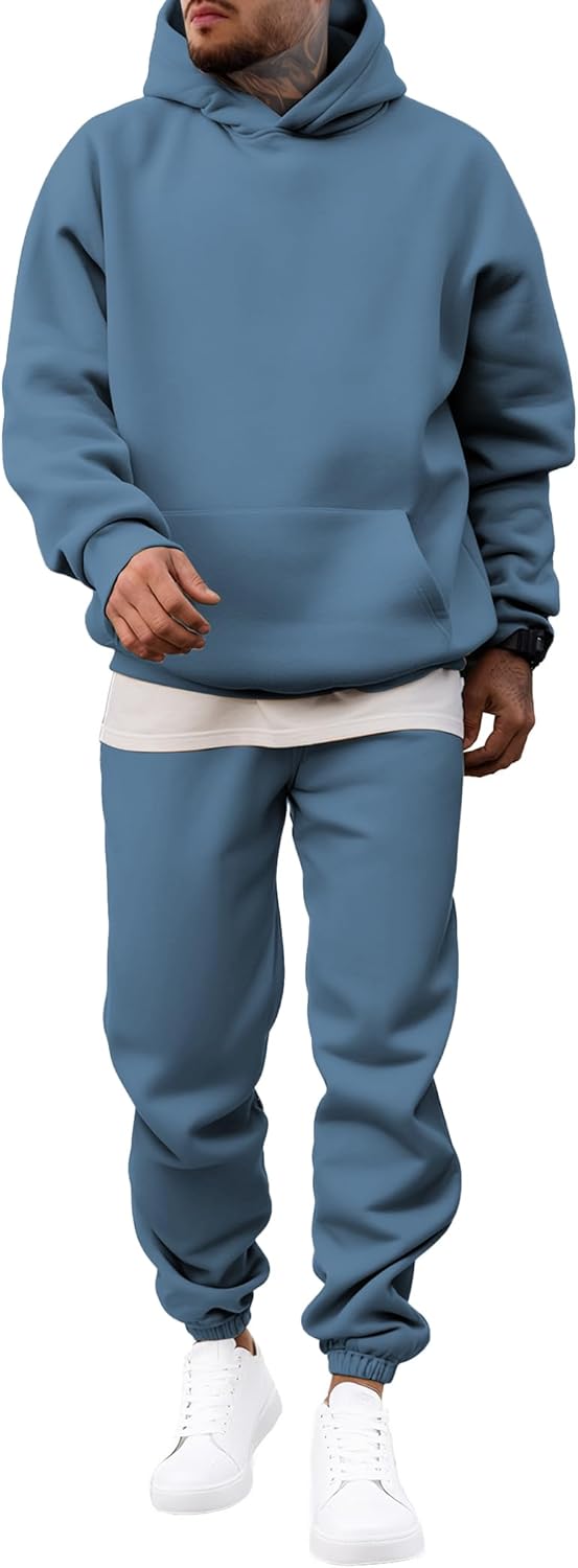 JMIERR Men's 2 Piece Outfits Hoodie Sweatshirt Tracksuit & Joggers Sweatpants Sweatsuit Set