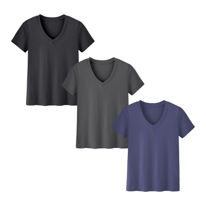 Plus Size Women’s V-Neck T-Shirts – Lightweight Breathable Casual Tops for Summer