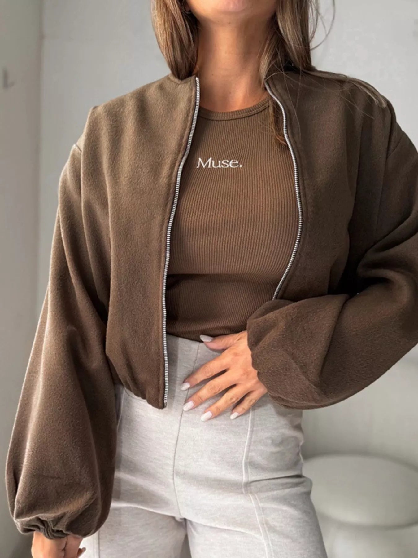 Casual Fleece Zip-Up Jacket