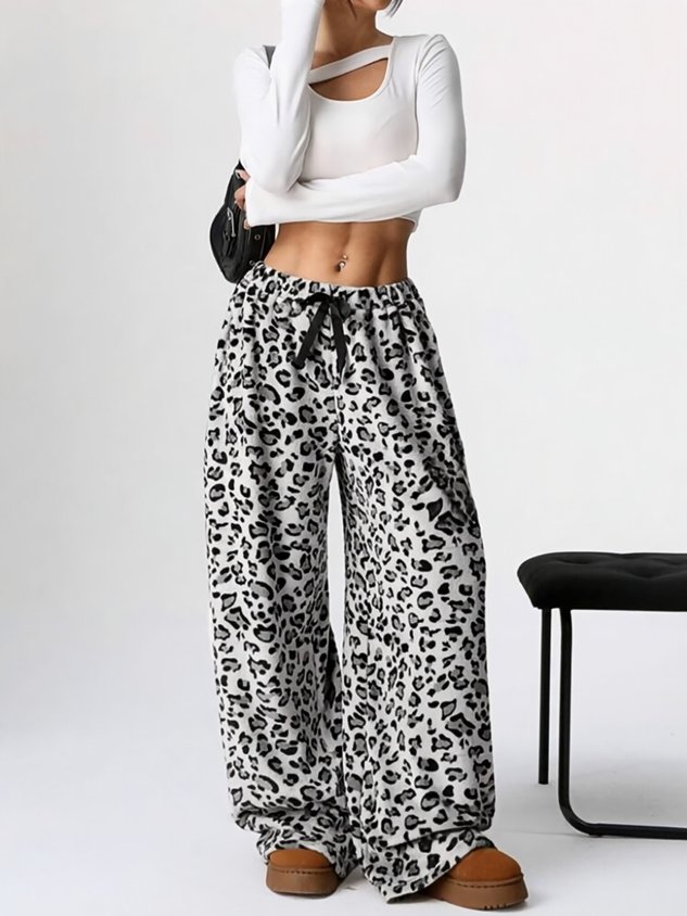 Loose Simple Leopard Pants