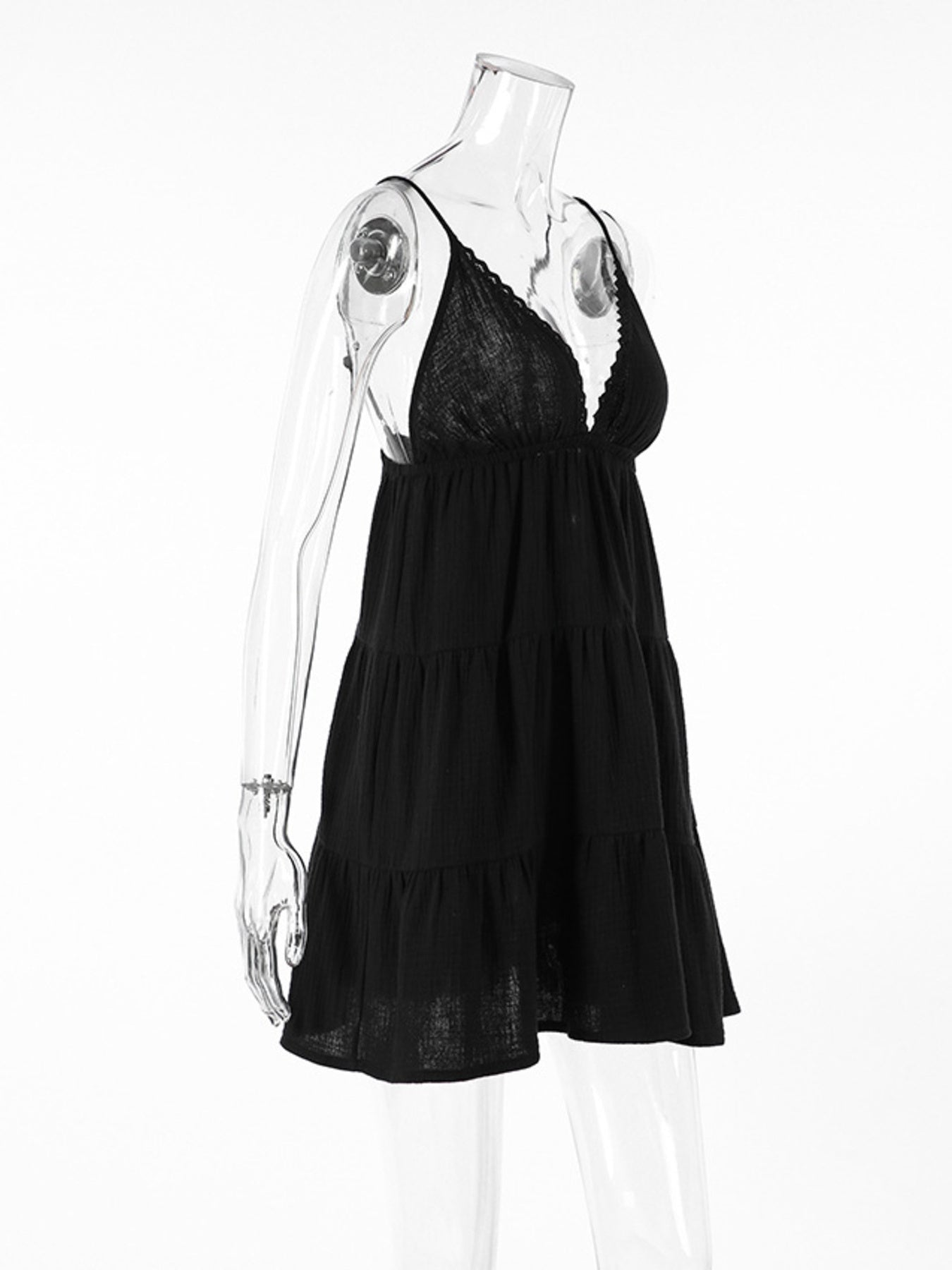 V-Neck Tiered Mini Dress