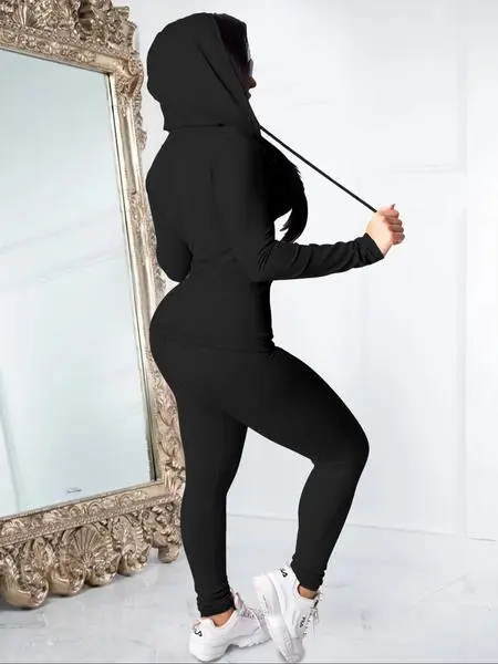 Women's Fall Zipper Hoodie and Skinny Pants Set