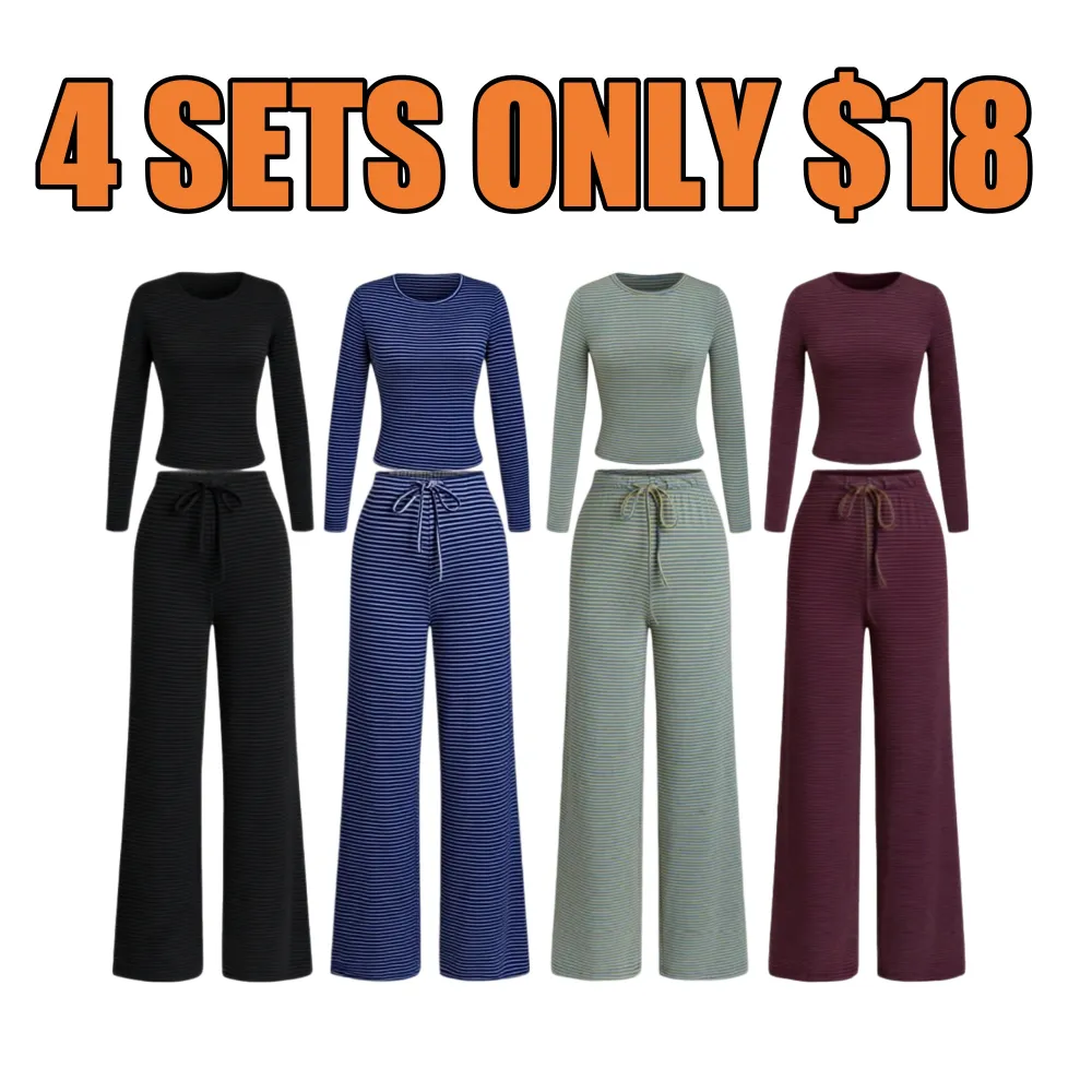 Women's Casual Striped Top & Pants Set