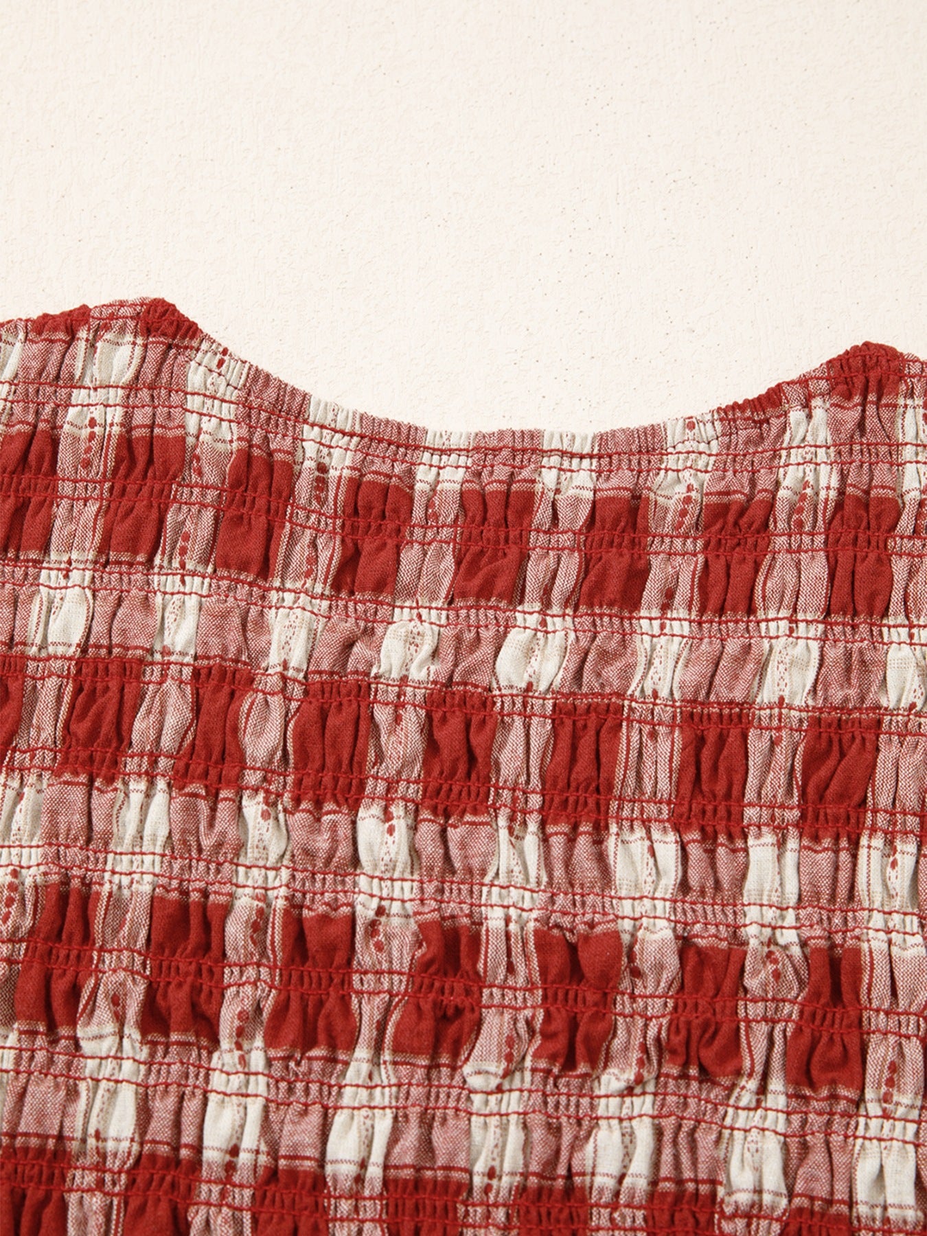 Plaid Print Smocked Puff Sleeve Mini Dress