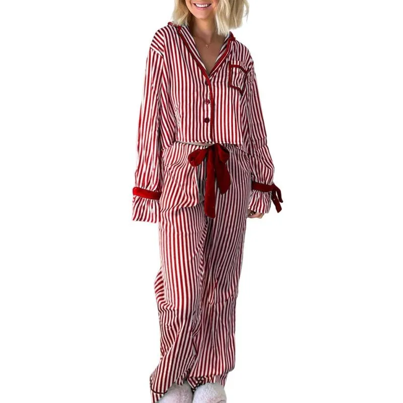 Womens Striped Pajama Set