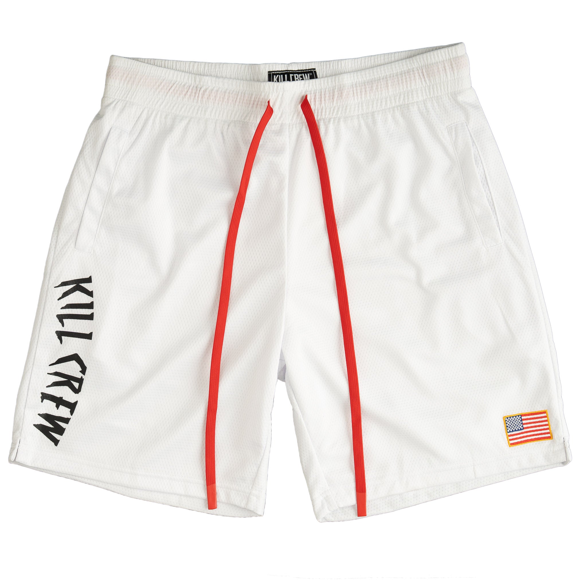 RELAXED CUT SHORTS EMBROIDERED FLAG - WHITE