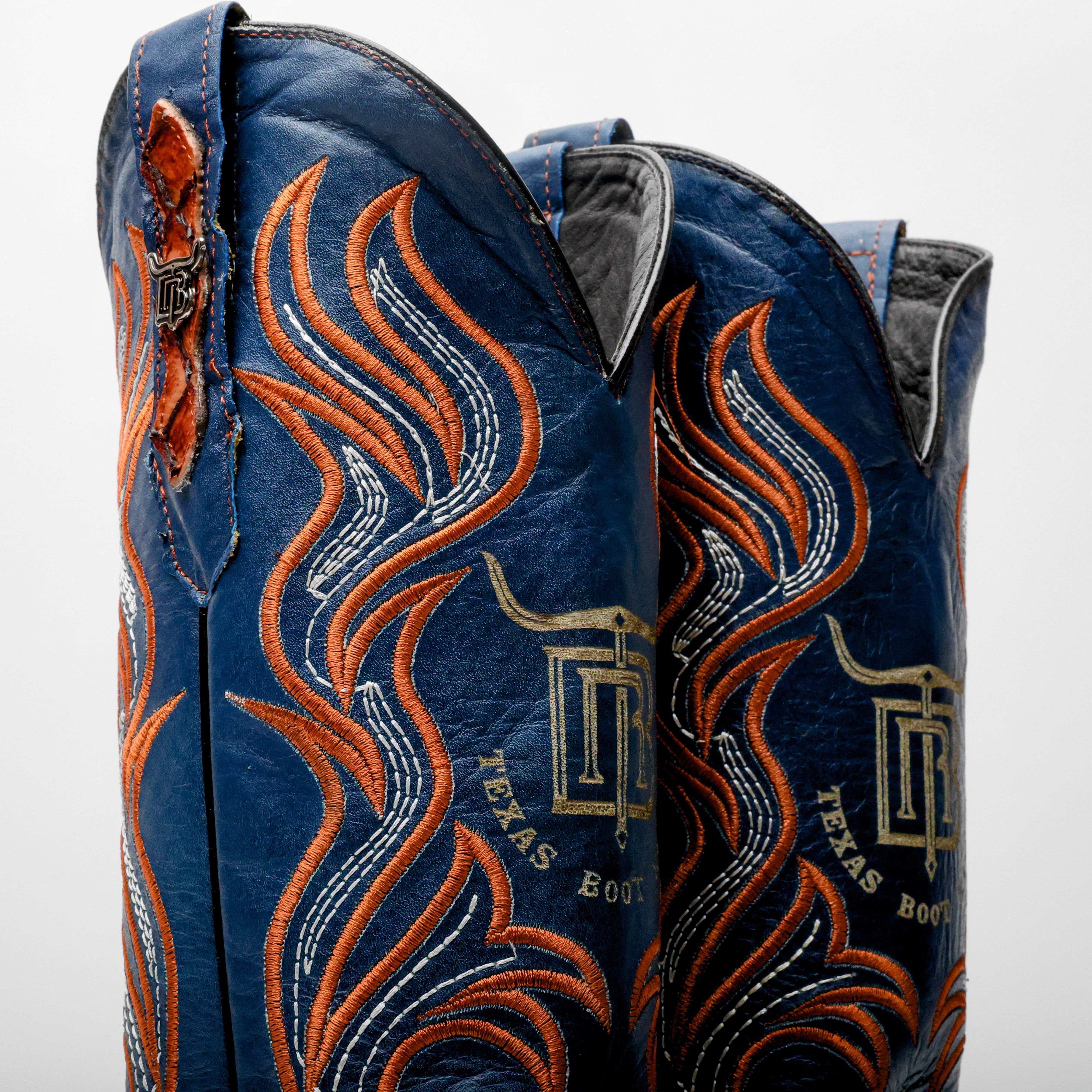 Cognac Mini Pirarucu Leather Boots - Square Toe