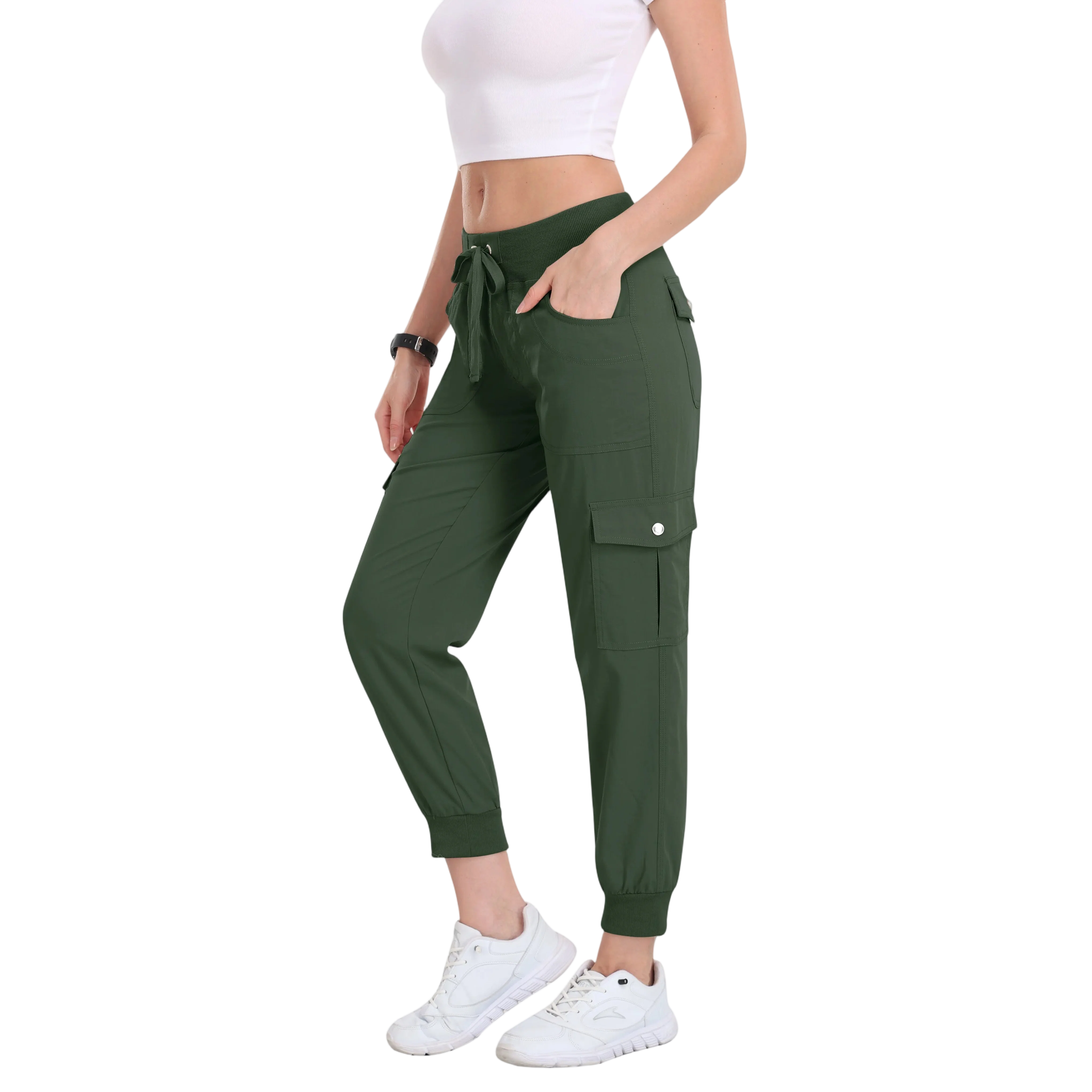 Women's Lightweight Hiking Cargo Pants Outdoor Quick Dry Casual Travel Sweatpants Joggers Elastic Waist Button Pockets Comfy Moms over 30 Basic four season