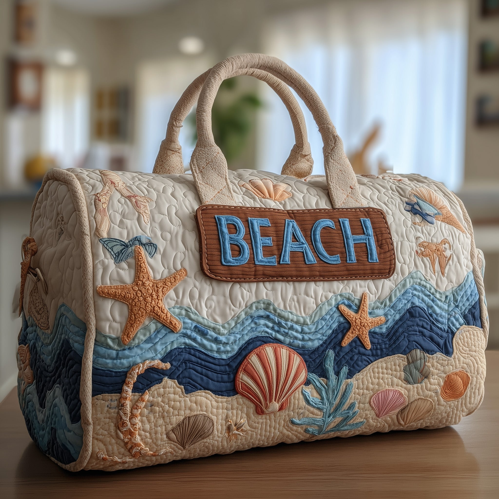 Tropical Beach Quilted Duffle Bag – Summer Travel & Weekender Bag