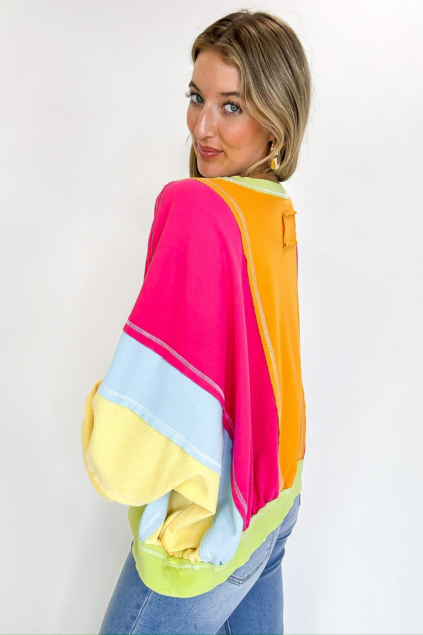 Vintage Washed Terry Raw Edge Pullover